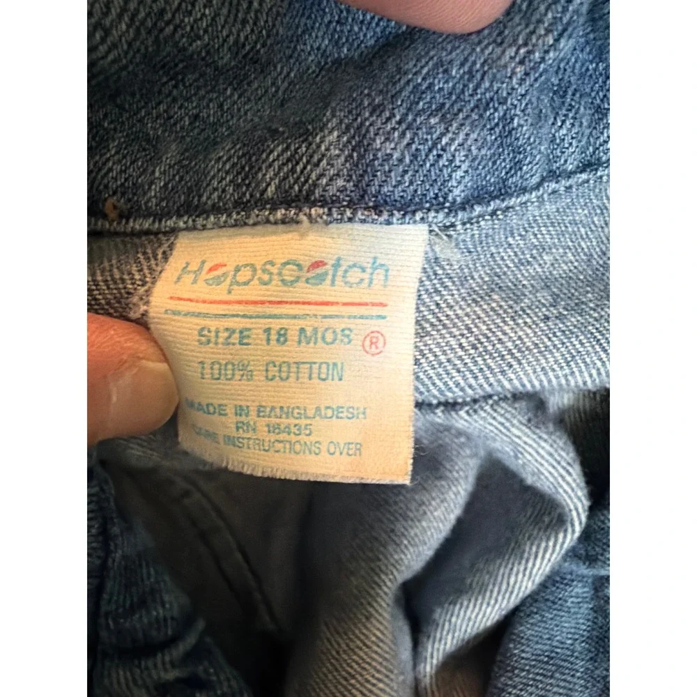Vintage Hopscotch Toddler Denim Jacket 18 Months Blue Cotton Cropped 90s Trucker